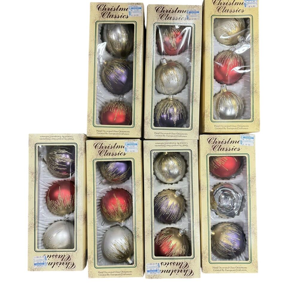 Commodore Christmas Classics 20 Delicate Glass European Hand Decorated Ornaments